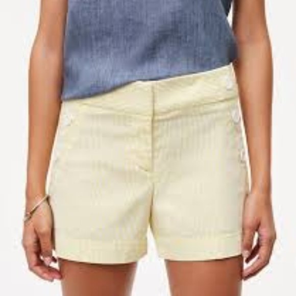 Ann Taylor Loft Riviera Shorts 4 Yellow Seersucker - Picture 1 of 4